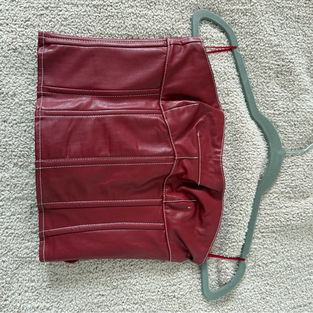 Burgundy Faux Leather Corset